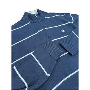 BROOKS BROTHERS‎  "346" 100% Fine Merino Wool 1/4 Zip Sweater Blue Gray Sz XL